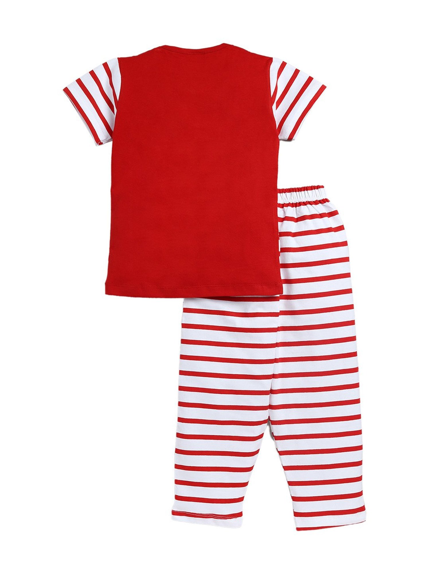 Todd N Teen Girls Red & Black Cotton Printed T-Shirt Set