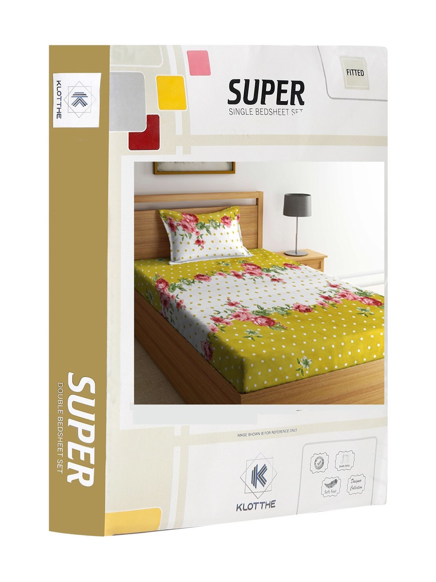 Klotthe Floral White & Yellow 300 TC Cotton Blend Single Bed Sheet with Pillow Cover