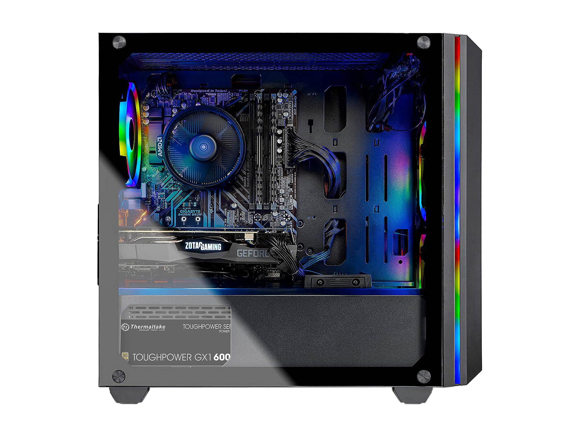 Skytech Chronos Mini Gaming Computer PC Desktop - Ryzen 5 3600 6-Core 3.60 GHz, RTX 2060 6 GB, 1 TB SSD, 16 GB DDR4 3000, B450 MB, RGB Fans, 600W Gold PSU, AC WiFi, Windows 10 Home 64-bit, Black
