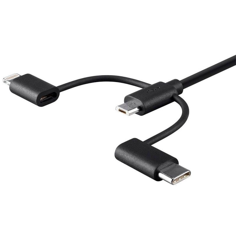 Tripp Lite USB-A to Lightning, USB Micro-B and USB-C Sync/Charge Cable, Black, 6 ft.