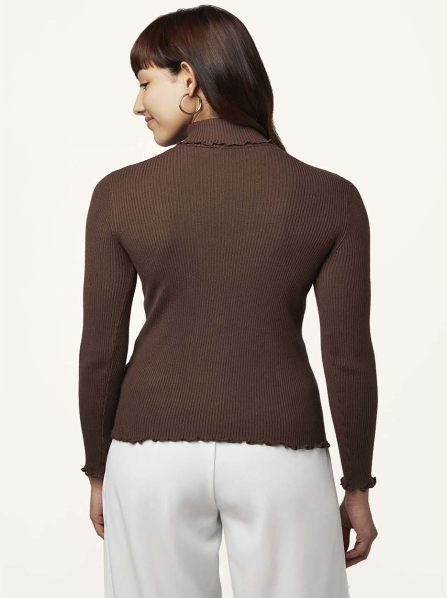 Honey by Pantaloons Brown Slim Fit Sweater