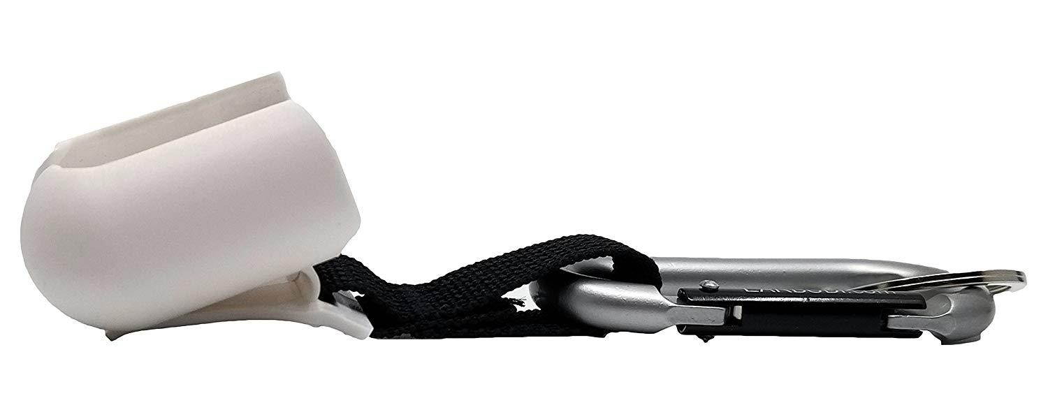 NEW-EARBUDi Clip Case for Apple AirPods | Built in clip Attaches to Belt, Pocket, or Bag | Included Carabineer clips to Most Anything | Included Key Ring Turns your AirPods into a Keychain | White