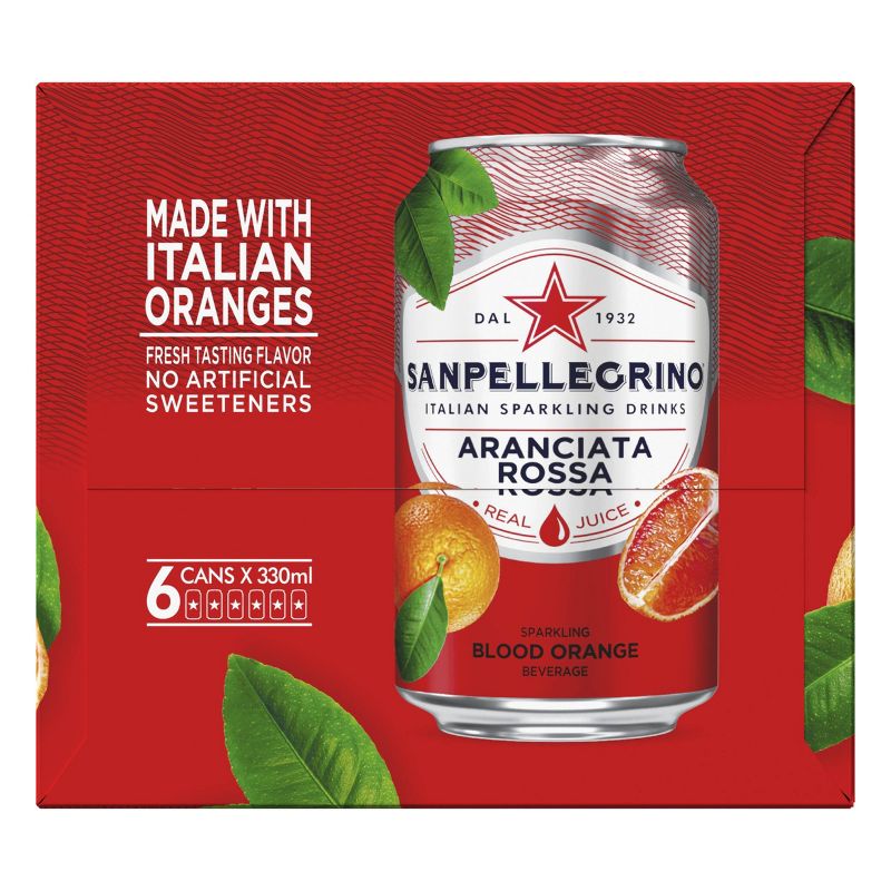 Sanpellegrino Blood Orange/Aranciata Rossa Italian Sparkling Drinks - 6pk/11.15 fl oz Cans