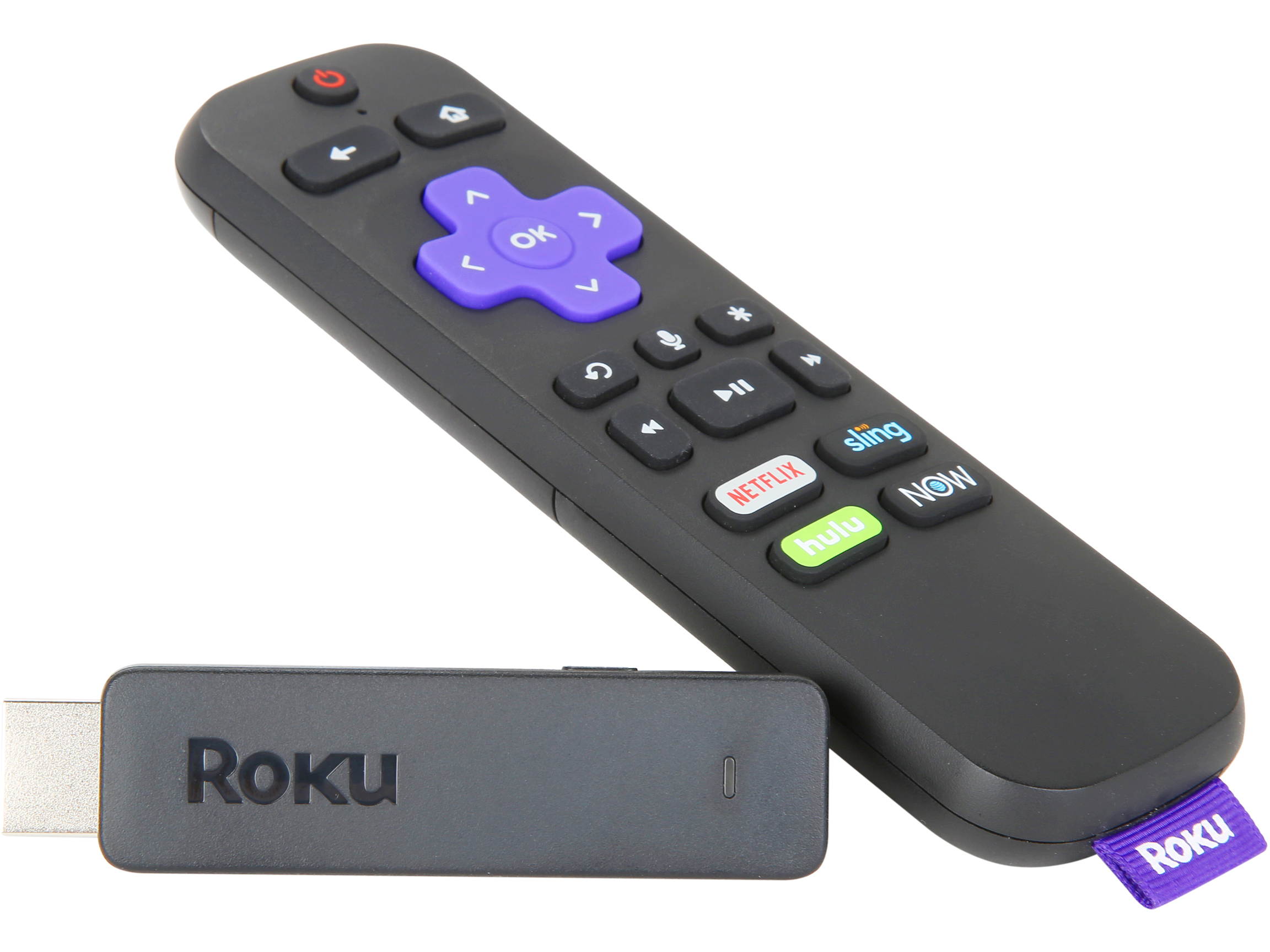 Roku Streaming Stick | Portable, Power-Packed Player with Voice Remote with TV Power and Volume (2017) (Certified Refurbished)
