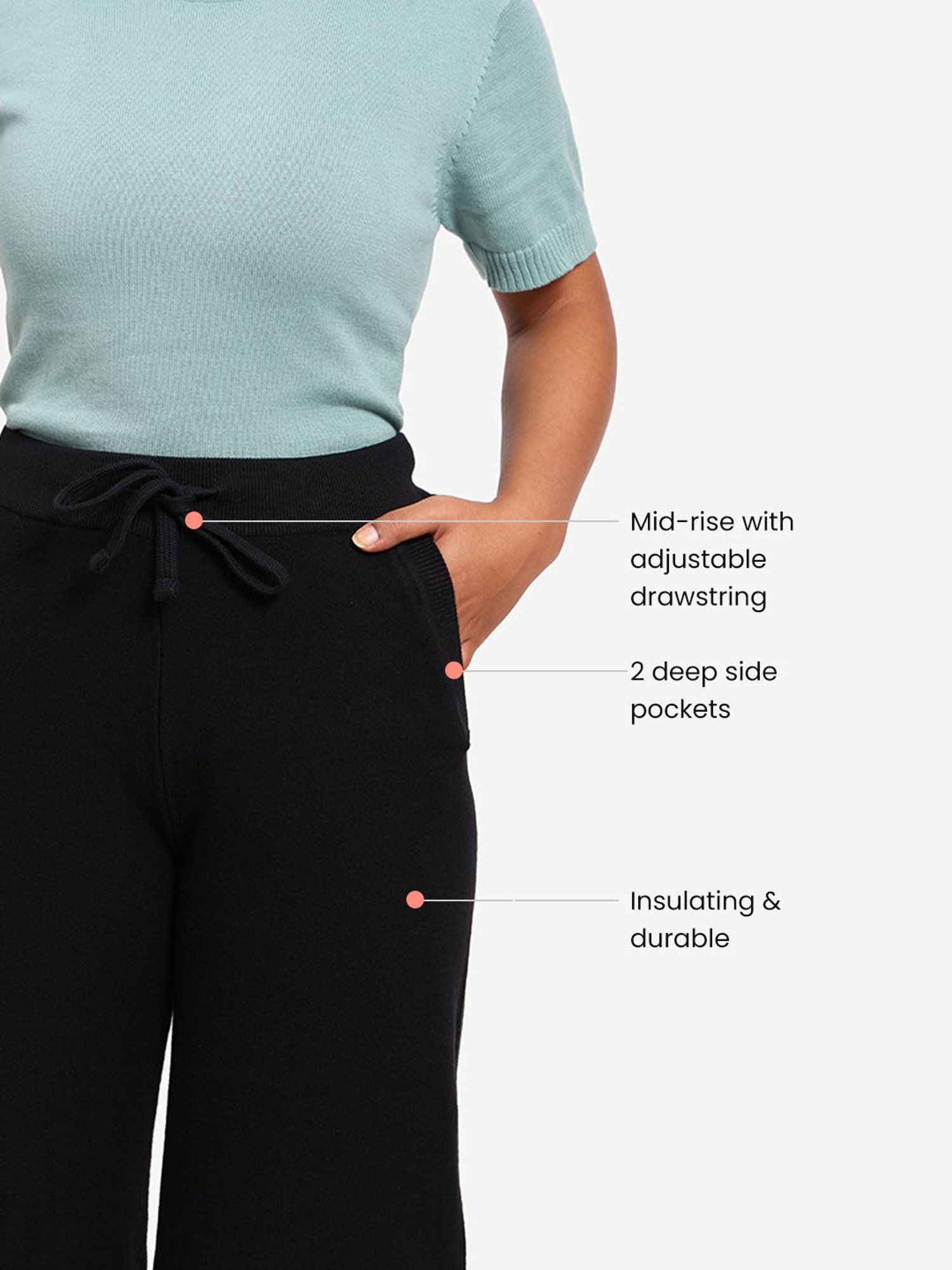 BlissClub Women Black Mid Rise Cotton Culottes With Two Pockets