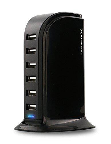 Xtreme Cables Multi-Port 6 USB Desktop Charge Tower (Black)
