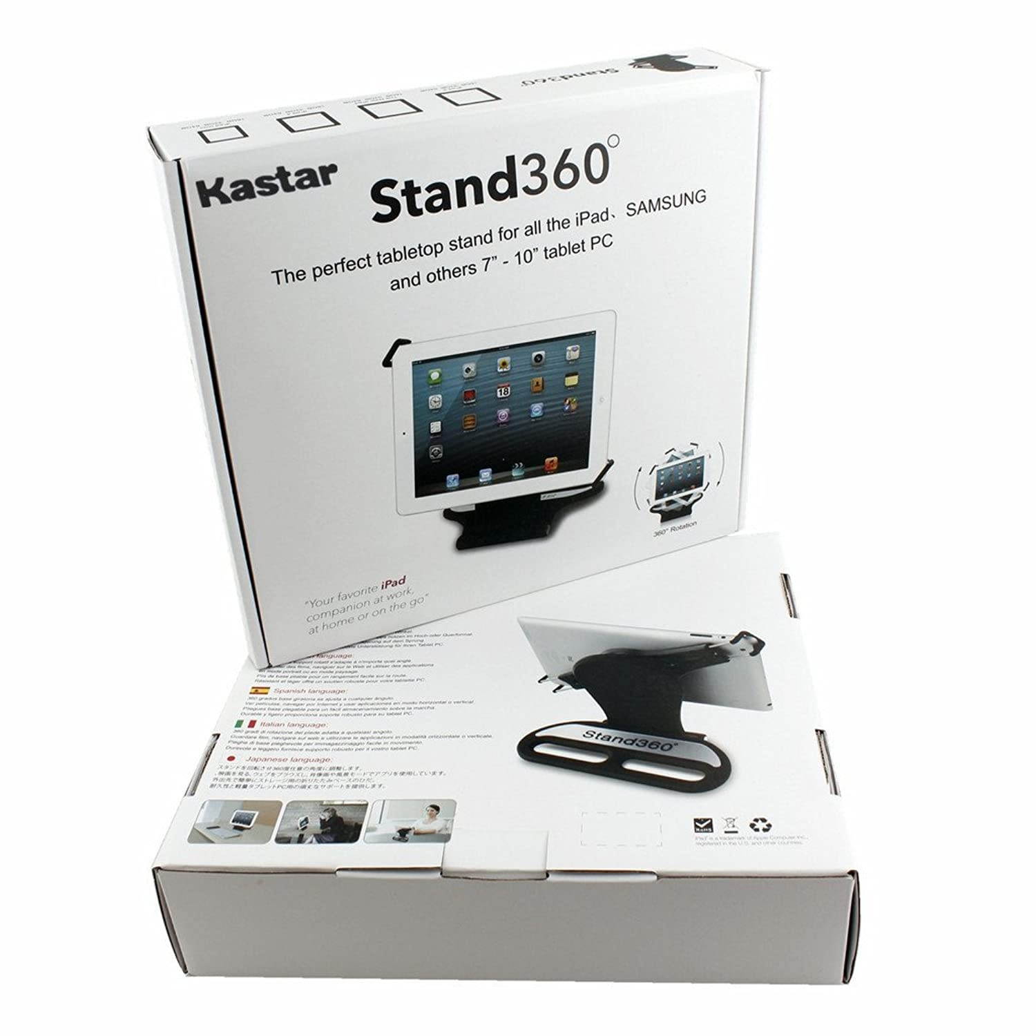 Kastar 360 Swivel Rotating Stand Holder Tabletop Stand with Collapsible Base for All iPad Series: iPad1, iPad2, iPad3, iPad4, iPad Mini, iPad Air, Samsung Galaxy Tablets and 7"-10" Tablet PC (White)