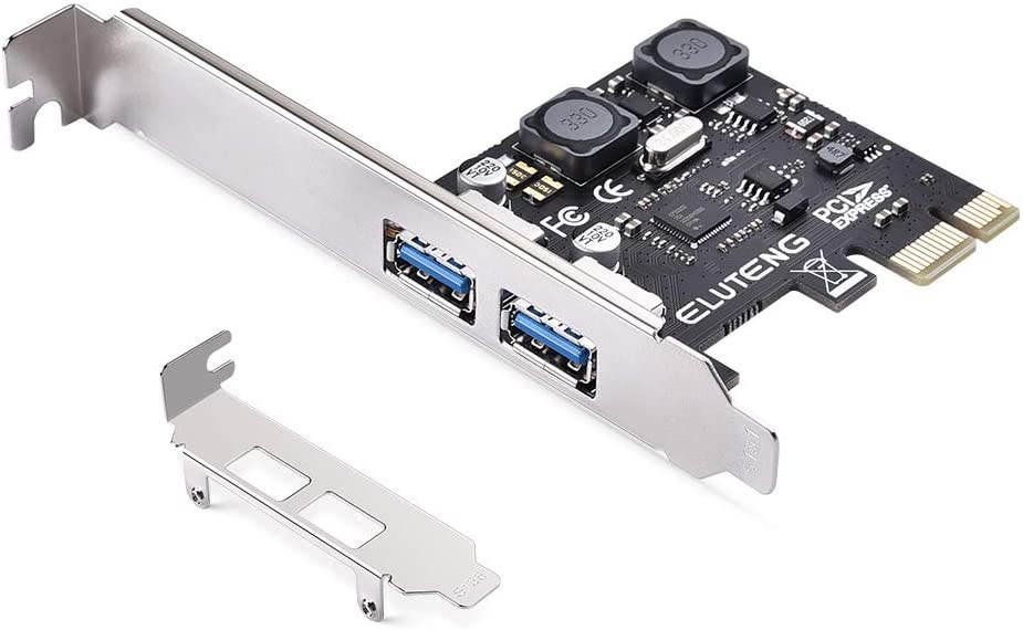 PCIE USB 3.0 Card, 2 Ports PCI Express to USB Expansion Card Super Speed 5Gbps PCI-e USB3 Hub Controller Adapter for Windows 10/8.1/8/7/XP/Vista - Self Powered, No Need Additional Power Supply