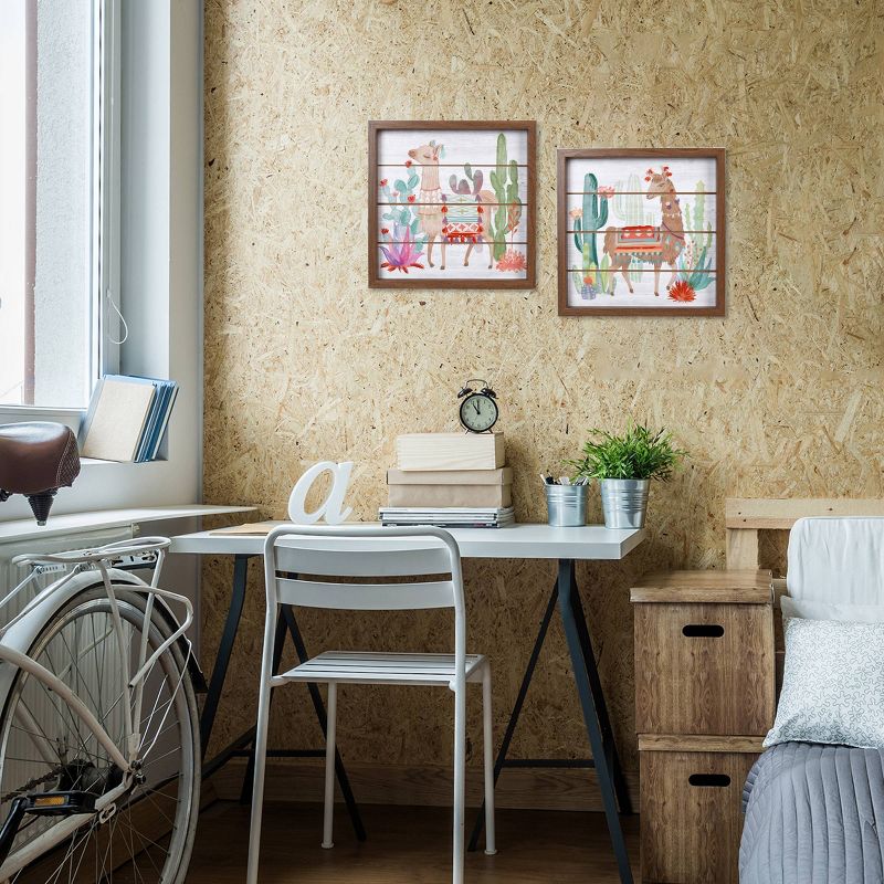 2pk 12.2" x 24.8" Pary Llamas Reverse Box Wall Art - New View