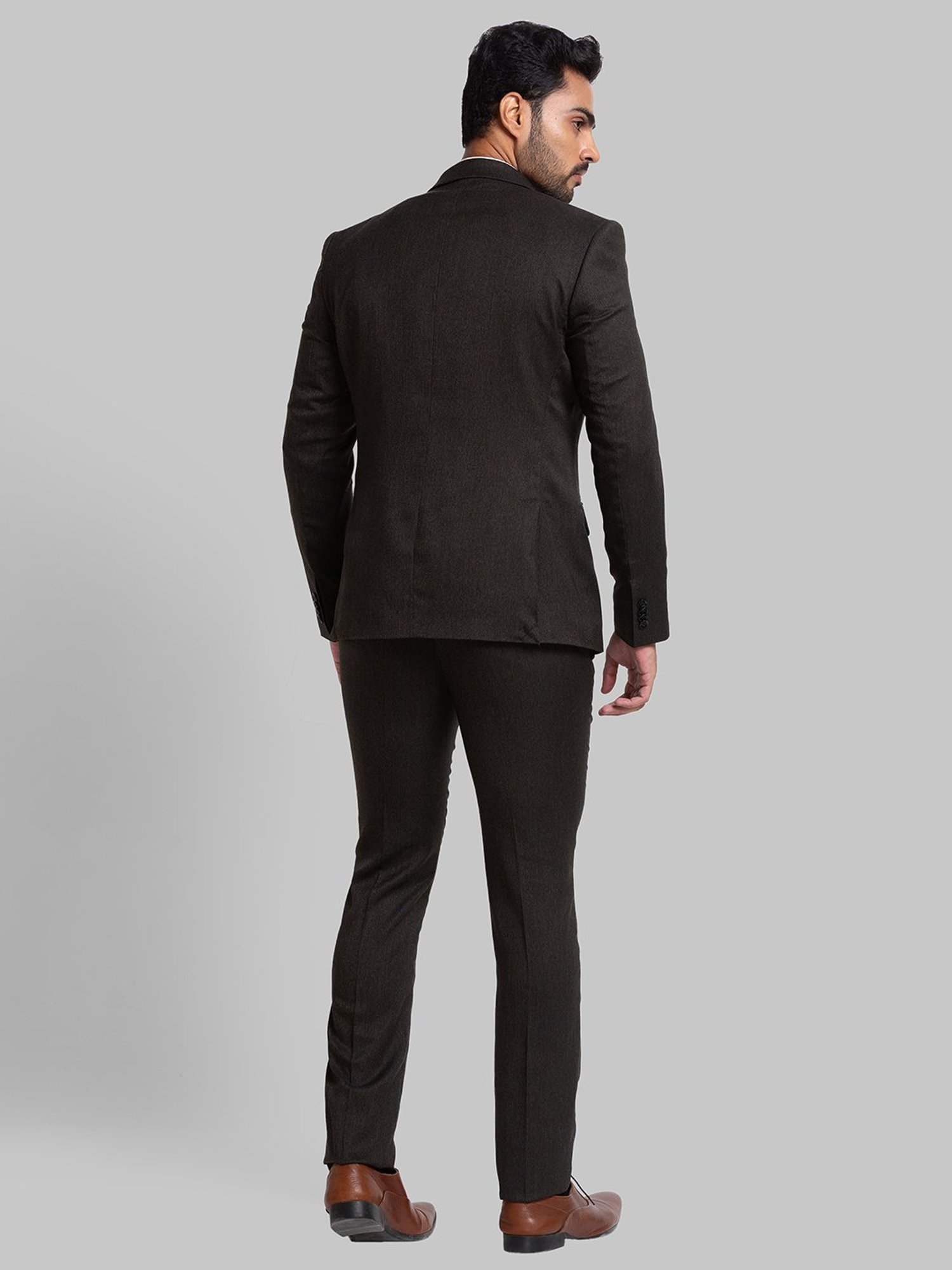 Parx Green Regular Fit Self Pattern Two Piece Suit