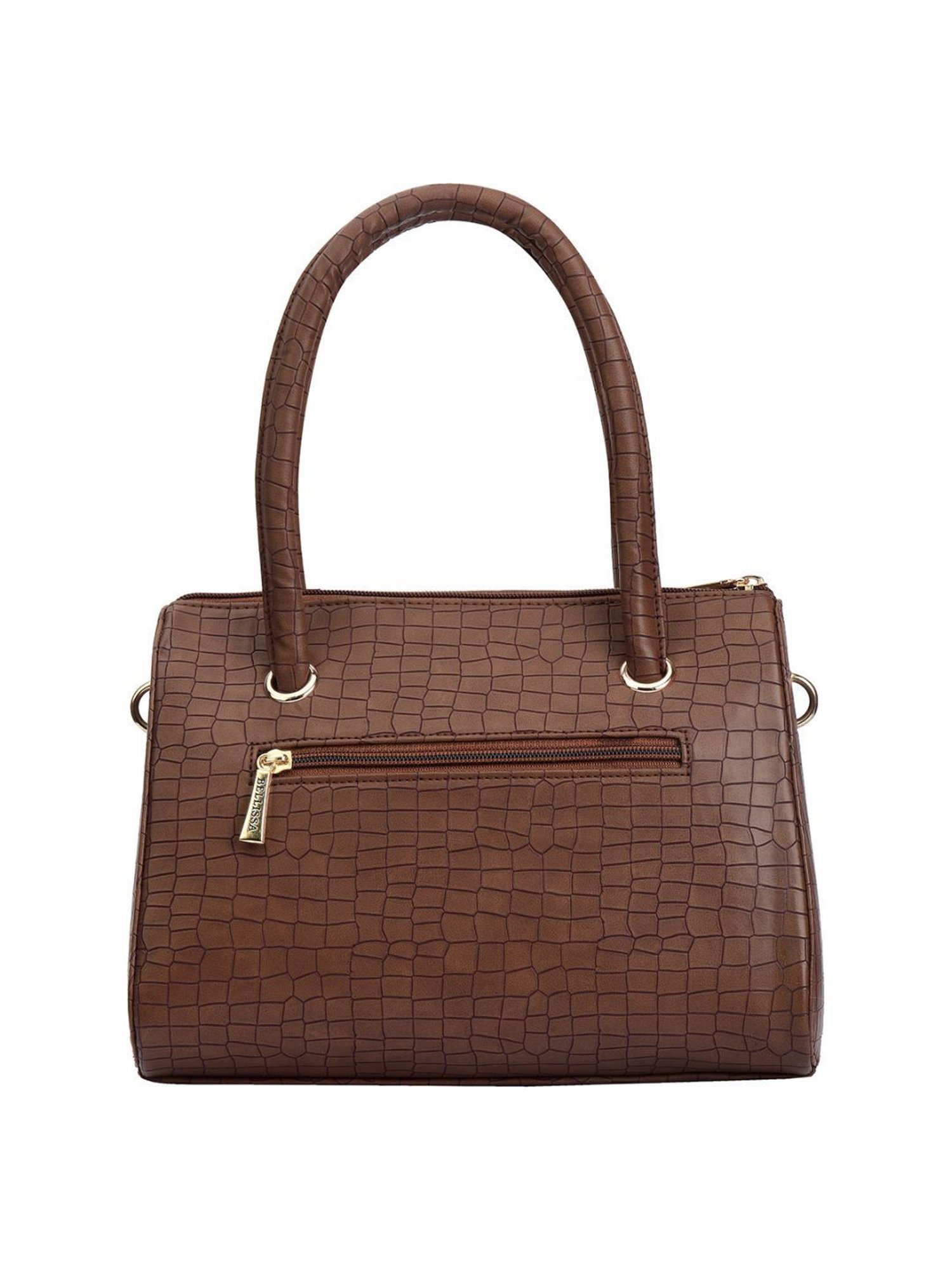 Bellissa Brown Textured Medium Handbag