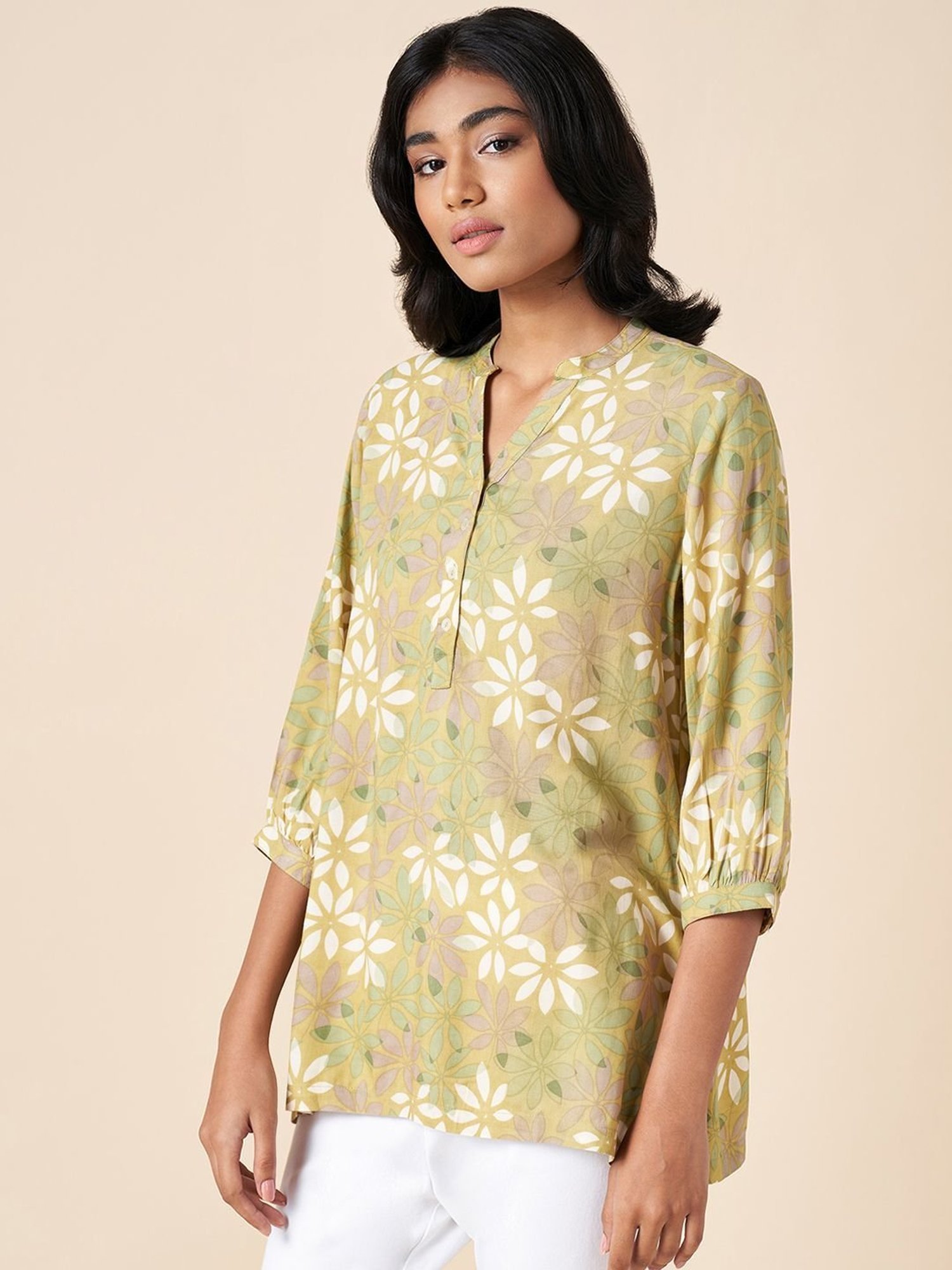 Akkriti by Pantaloons Green Printed Tunic