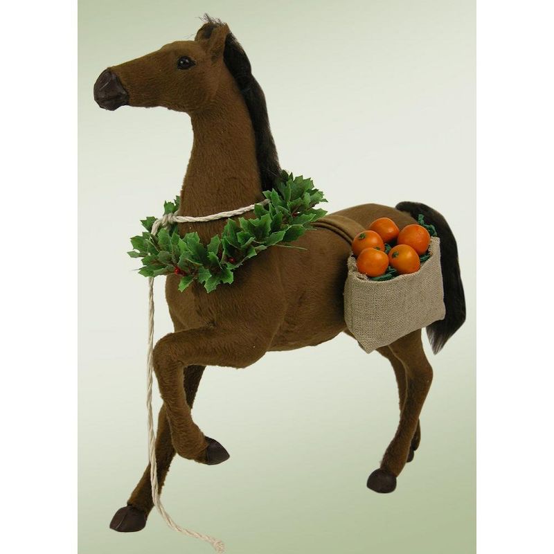 Byers Choice 13" Life-Like Brown Horse Bringing Christmas Treats Table Top Animal Figure