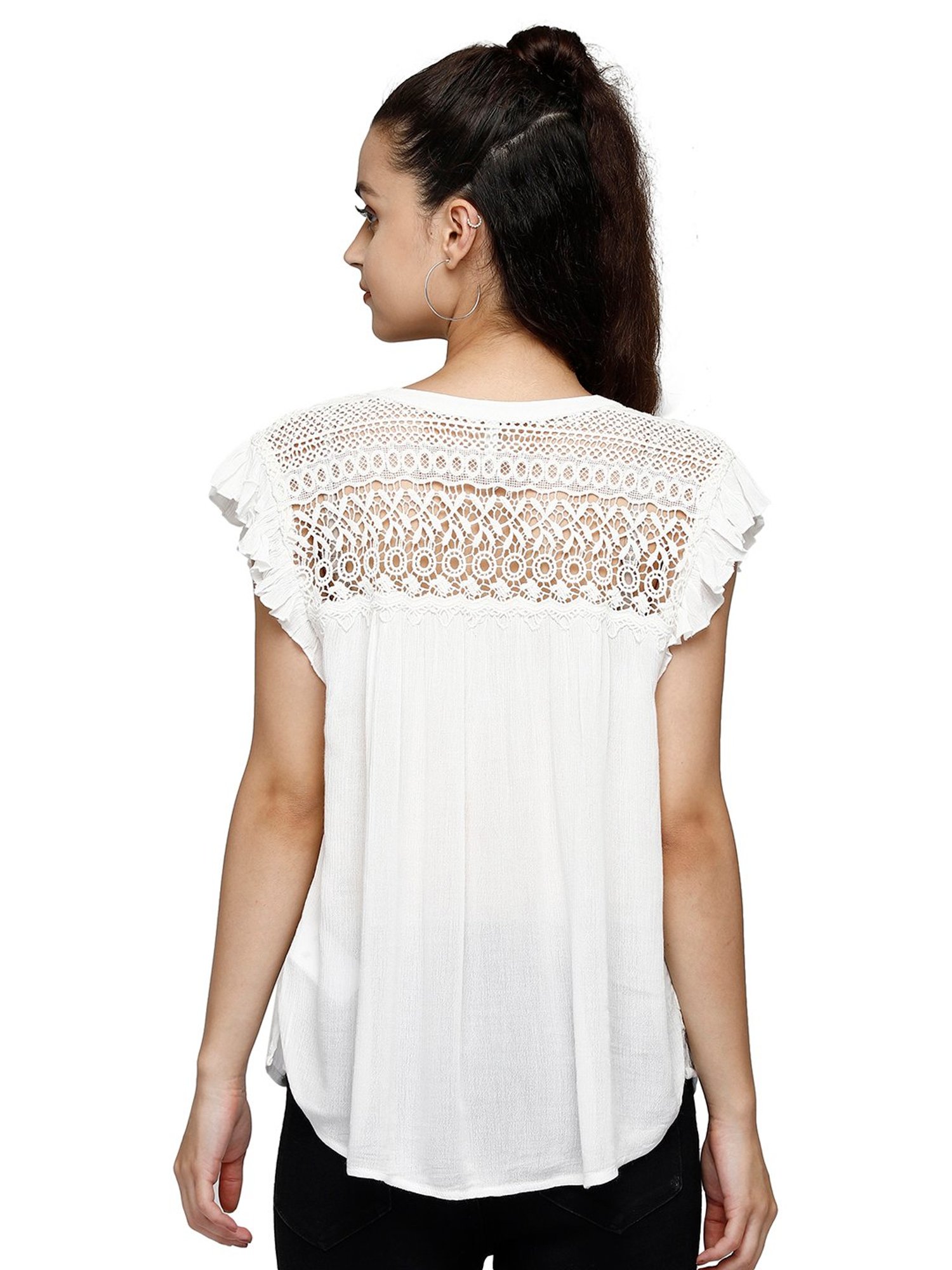 Aditi Wasan White Crochet Shirt