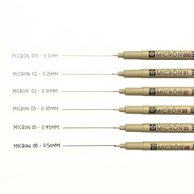 Pigma 6ct Micron Drawing Pens Black Tones - Sakura