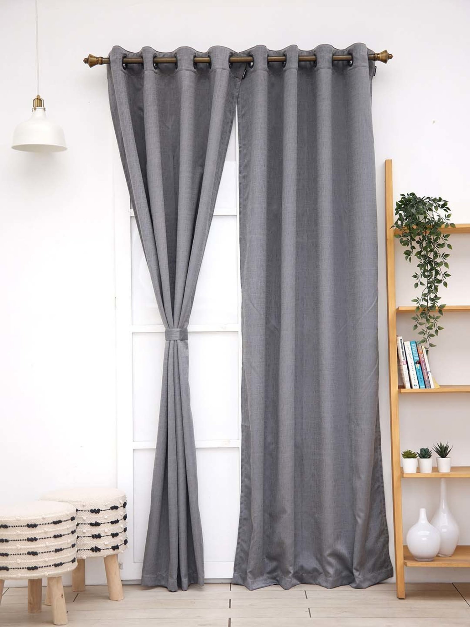 Ariana Richard Grey Polyester 9 ft. Long Door Curtain - Single Piece