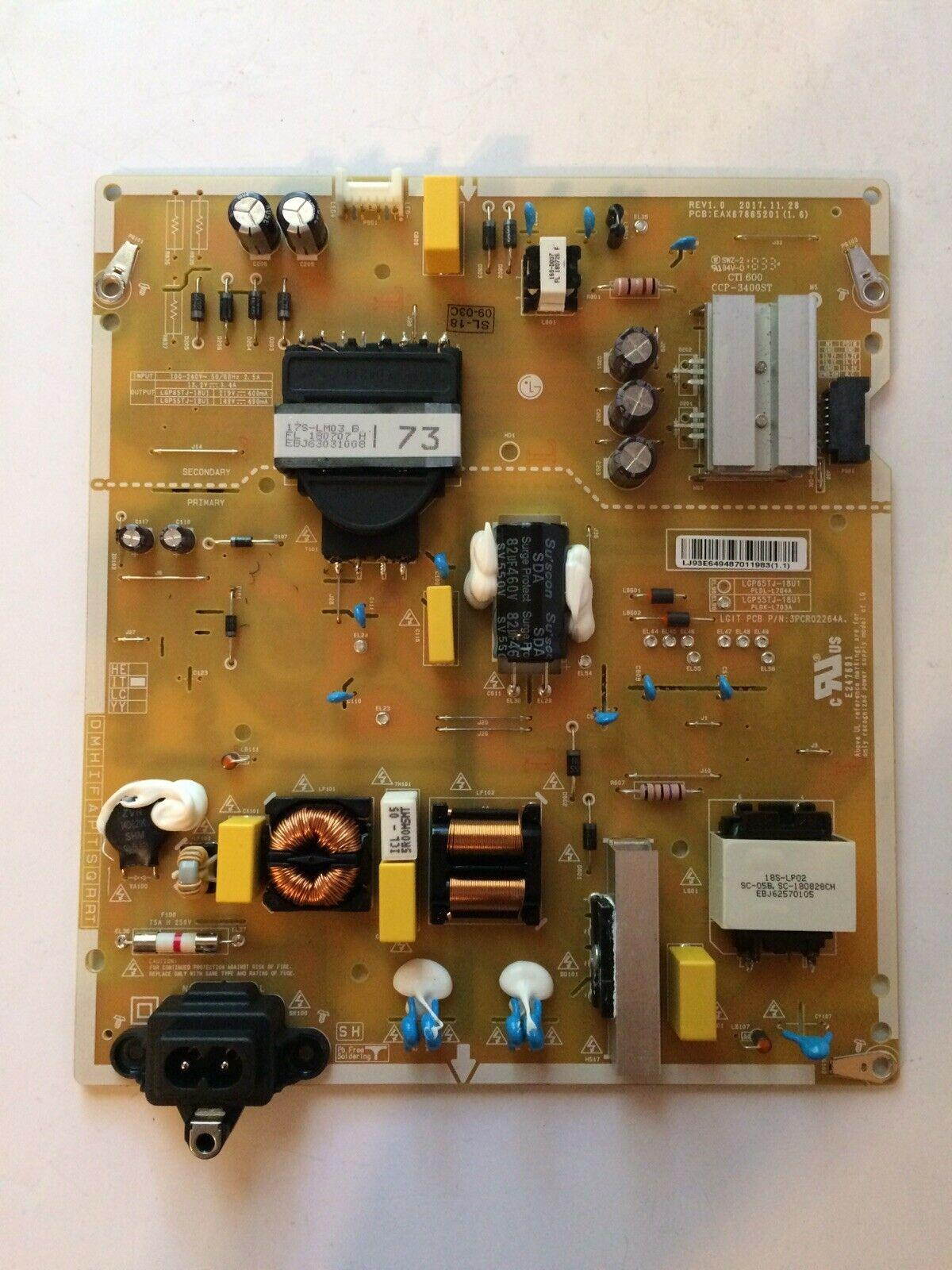 LG 55UK6200PUA POWER SUPPLY BOARD EAX67865201