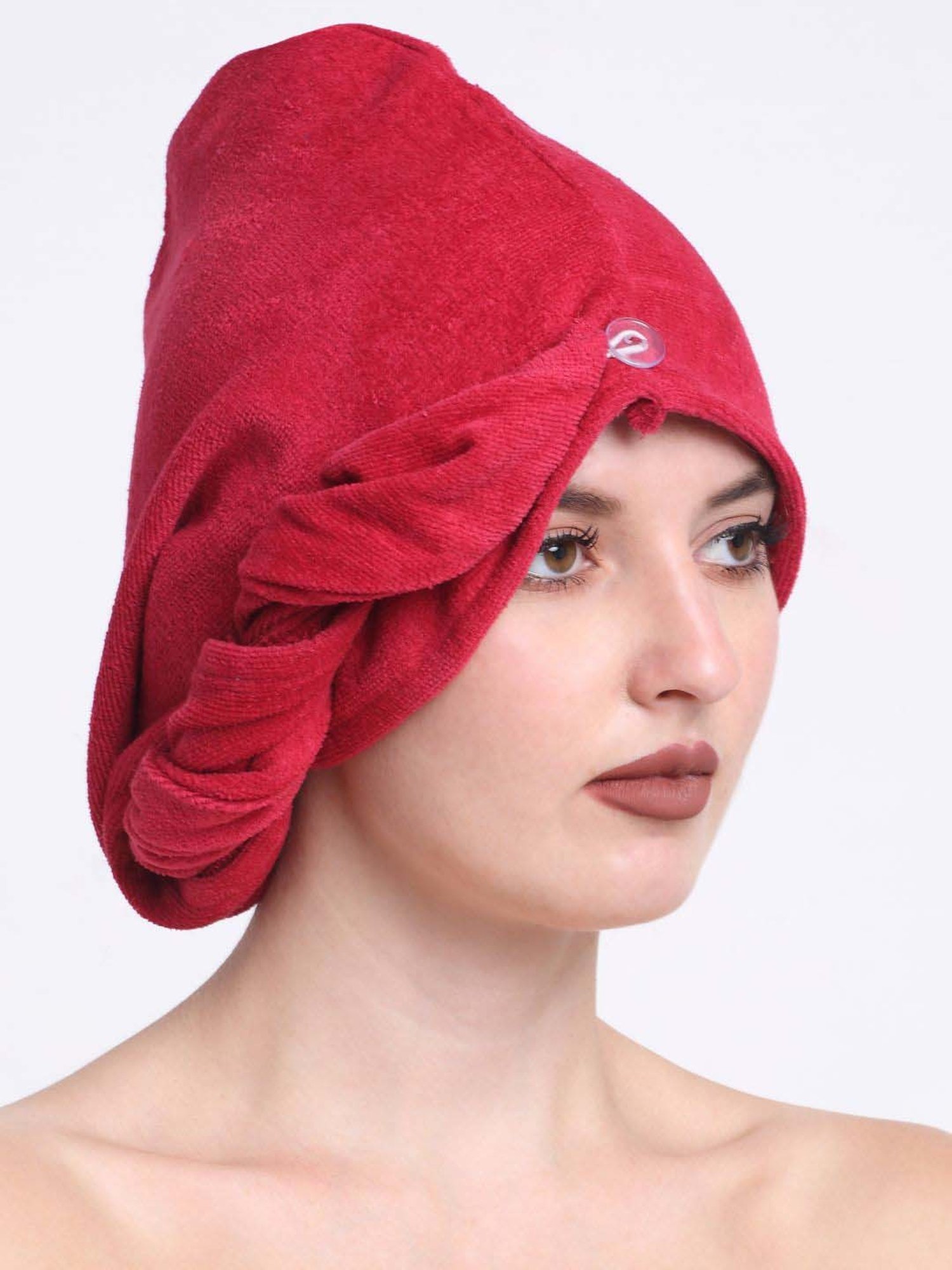 Creeva Luxury Red Cotton 380 GSM Hair Wrap