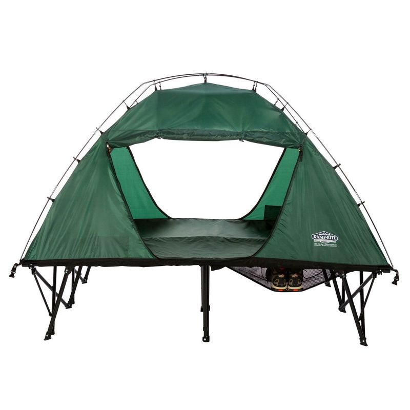 Kamp-Rite CTC Double 2 Person Compact Collapsible Sleeping 3 in 1 Tent Cot with Roller Storage Bag, Quick and Easy Setup, Green