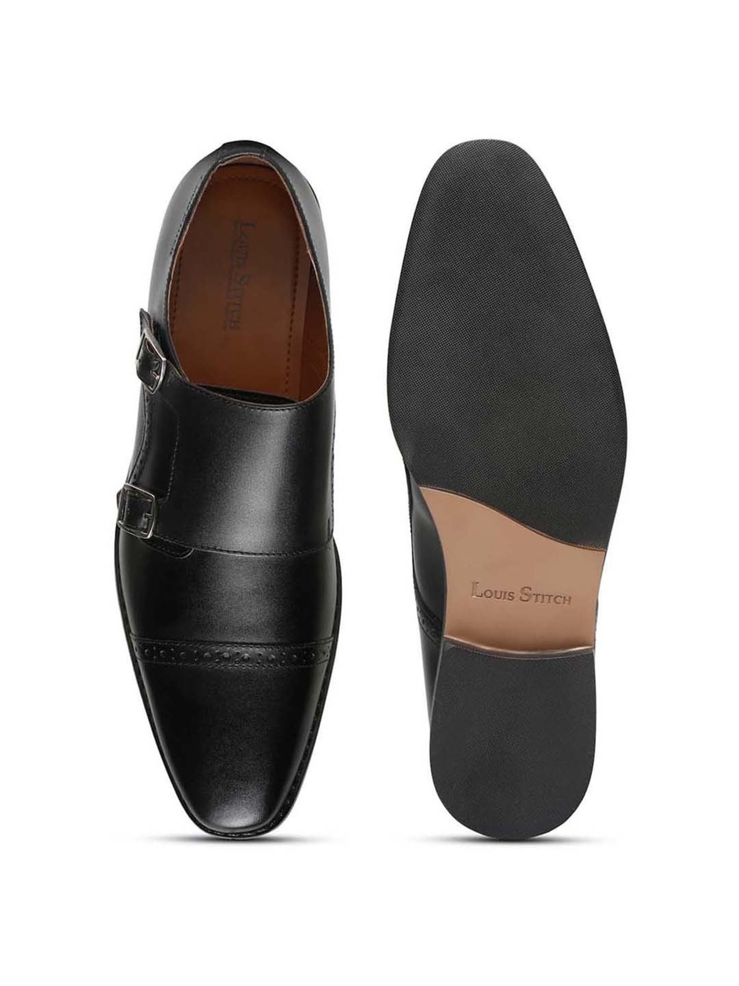 Louis Stitch Men's Black Monk Shoes
