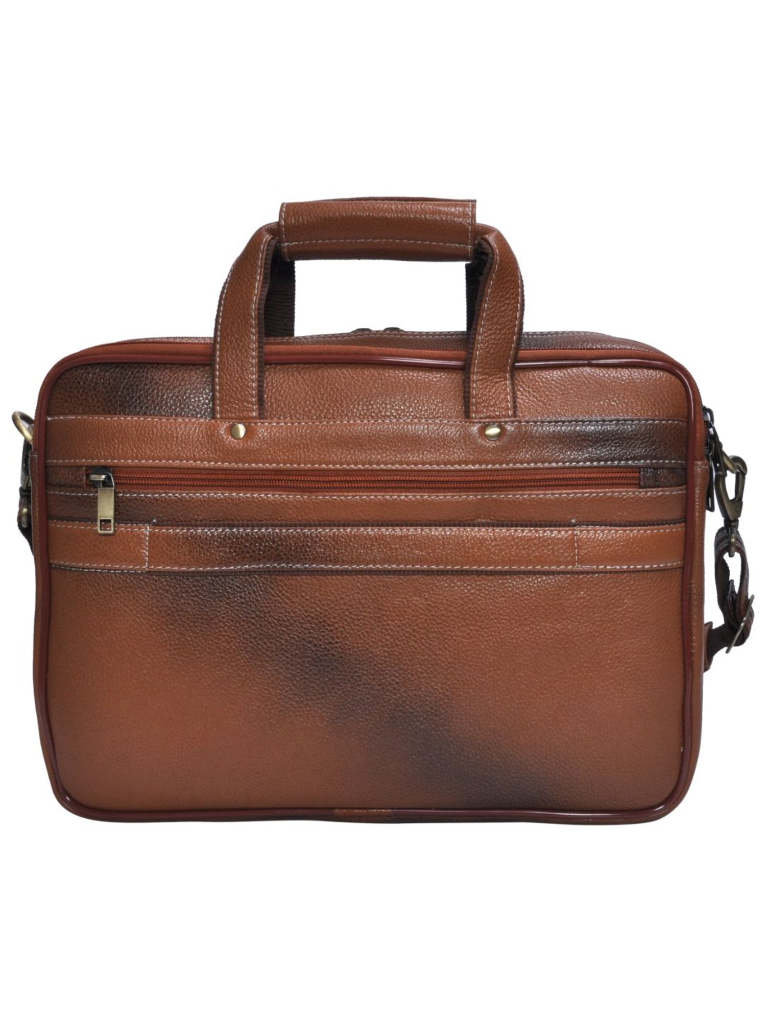 HiLEDER 100% Pure Genuine Leather Briefcase Laptop Messenger Office Travel Bag for Men & Women, Tan