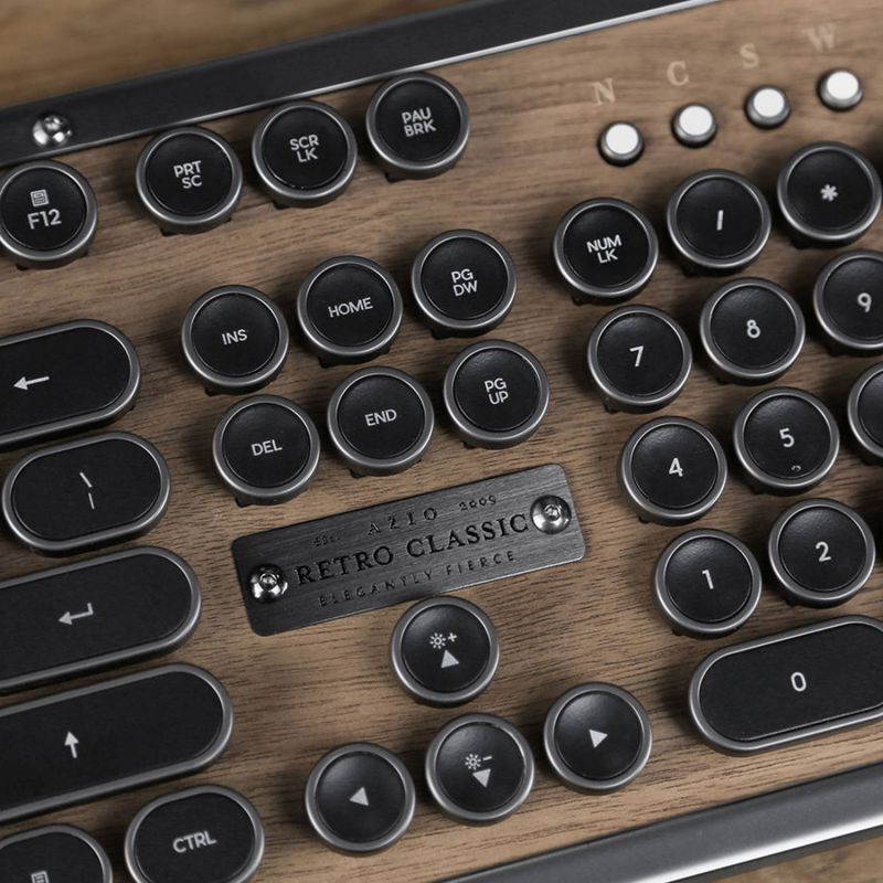 Azio Keyboard MK-RETRO-W-01B-US Bluetooth Retro Classic Mechanical Keyboard Elwood Retail