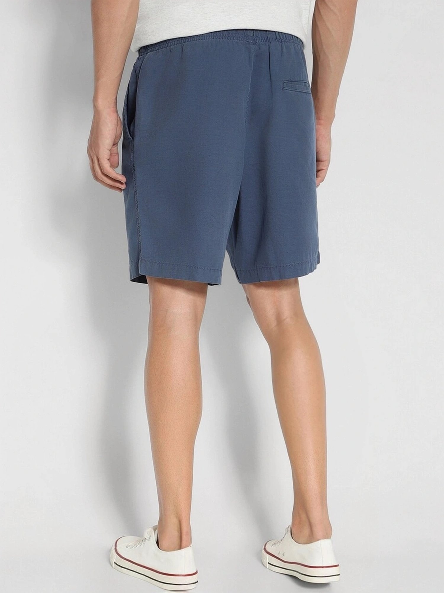 American Eagle Blue Cotton Regular Fit Shorts