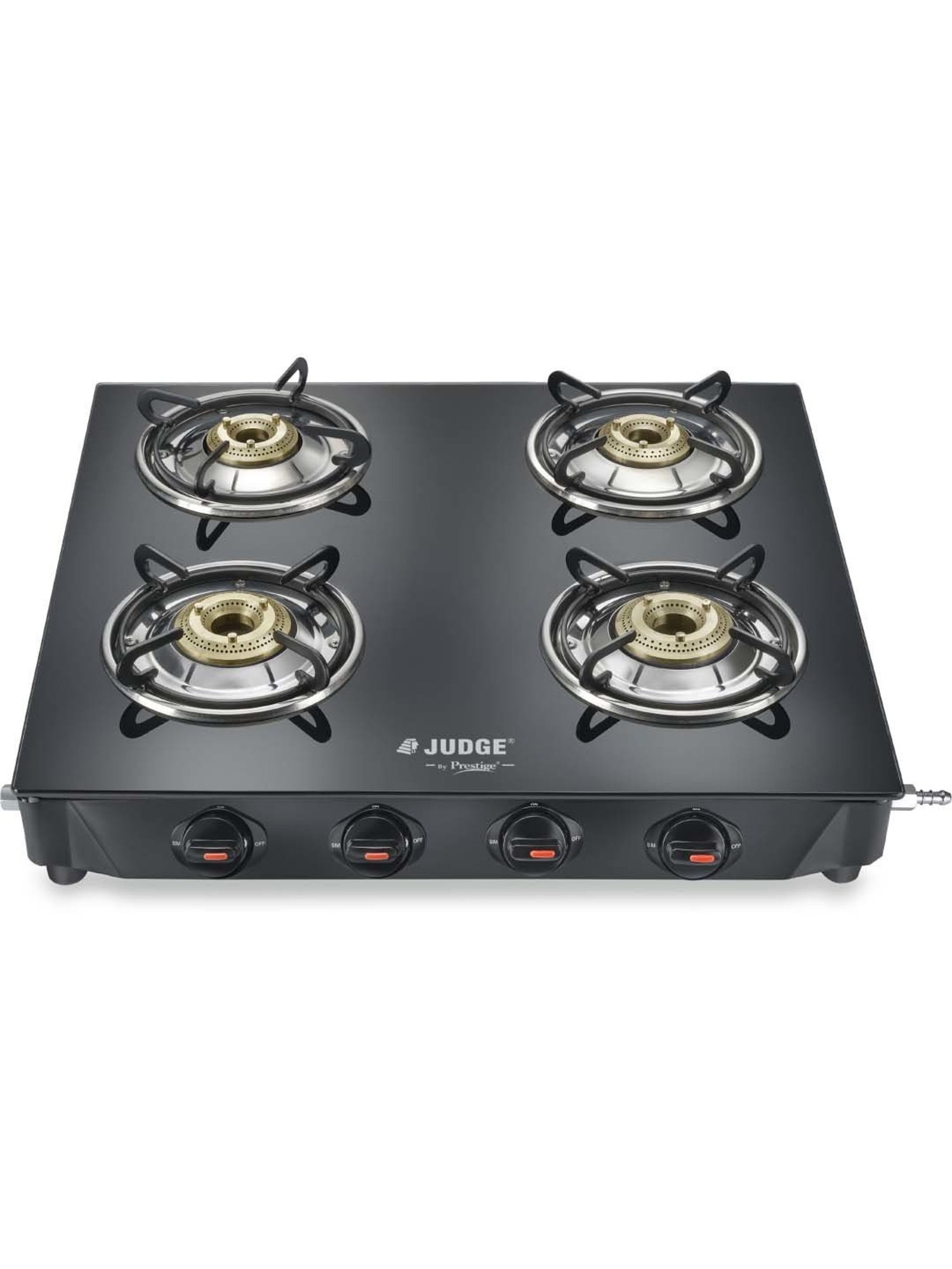 JUDGE Deluxe Black Glass Toughened 4 Burners Gas Stove