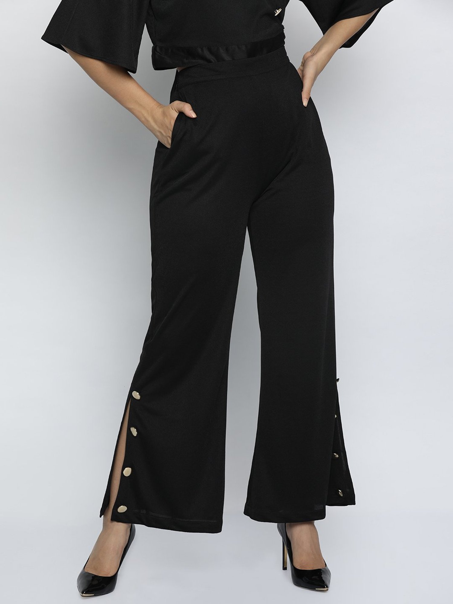 ISU Black Flat Front Trousers
