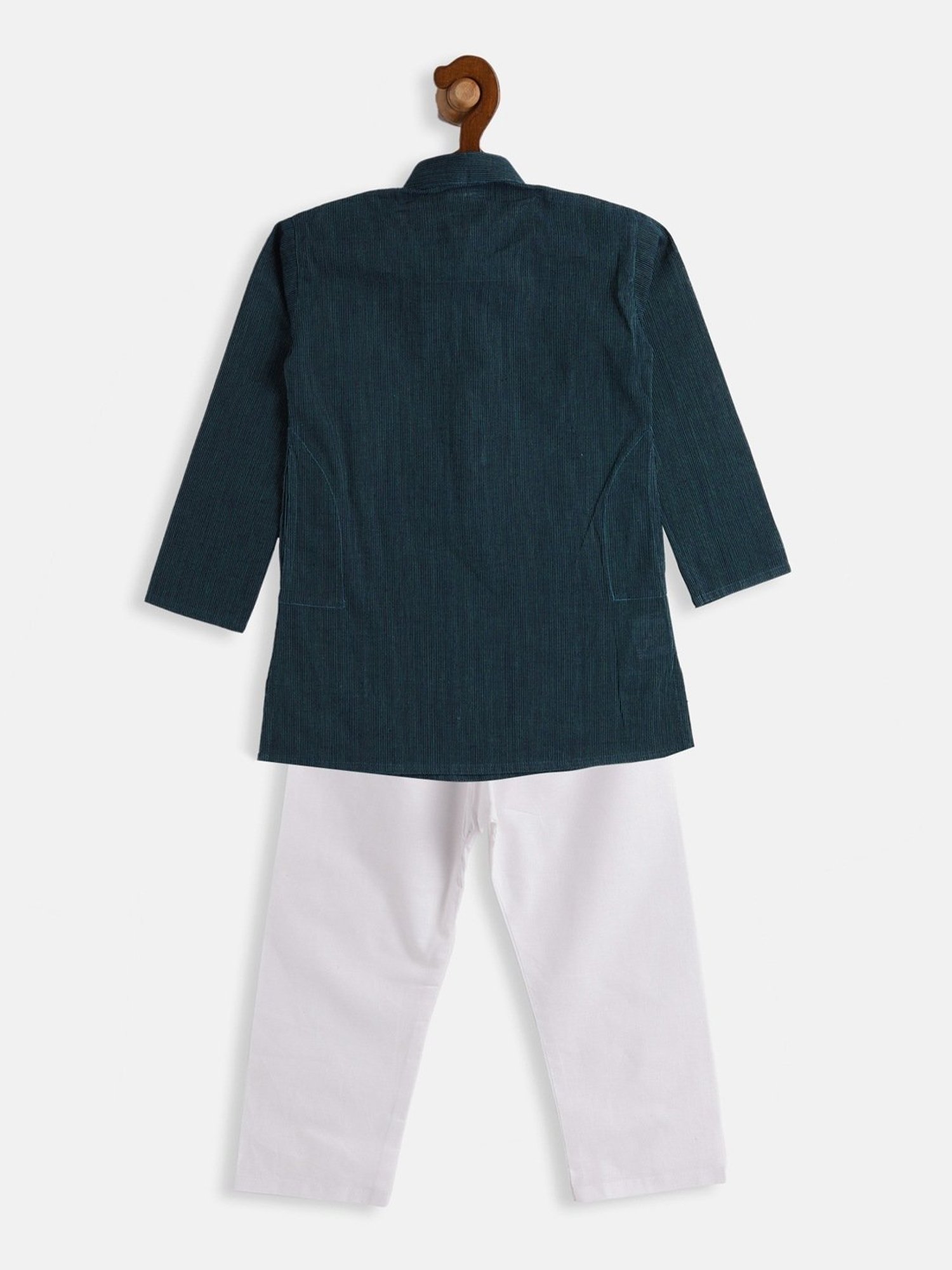 VASTRAMAY SISHU Blue & White Cotton Self Kurta Set