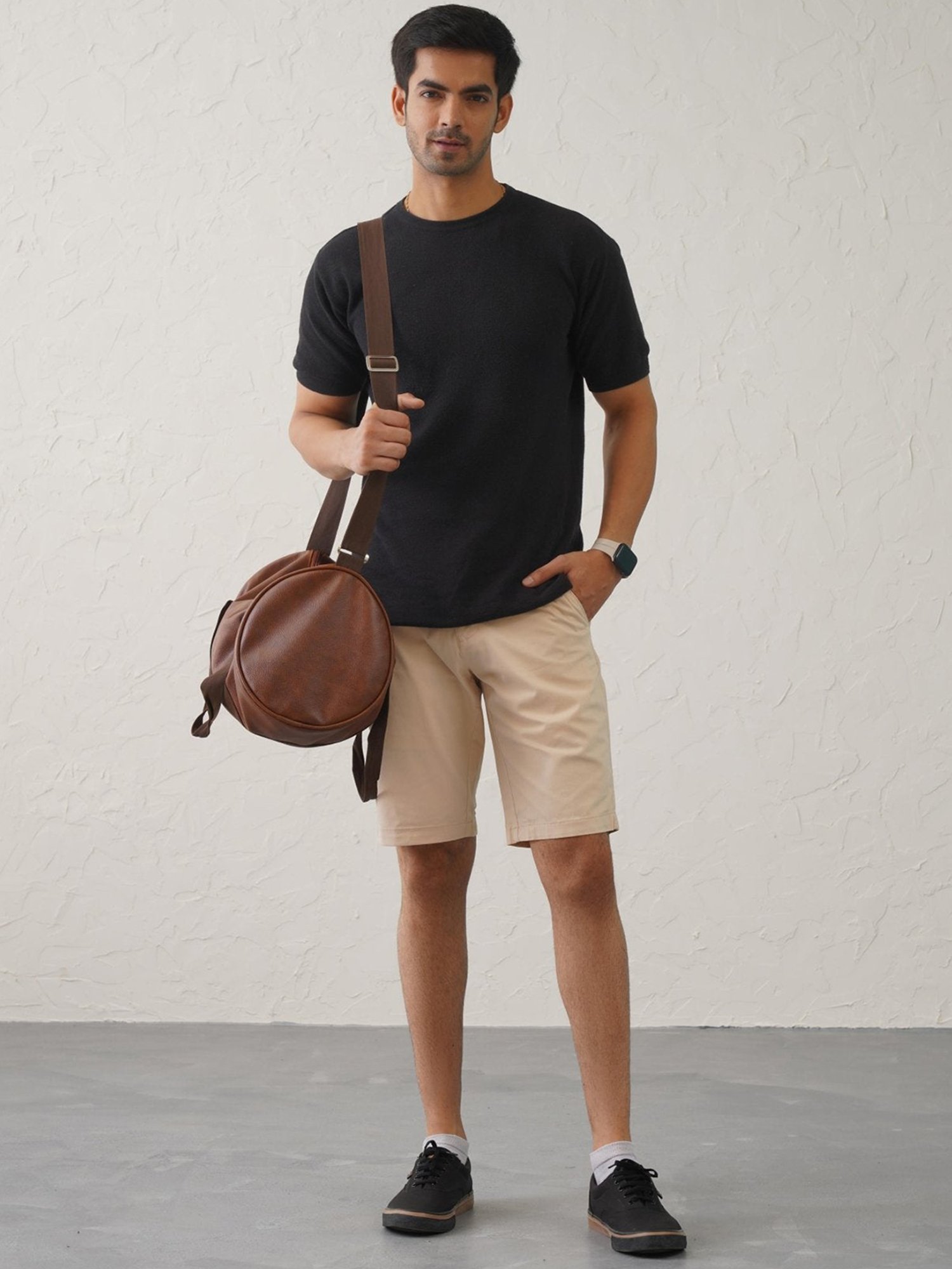 MinusOne Beige Regular Fit Shorts