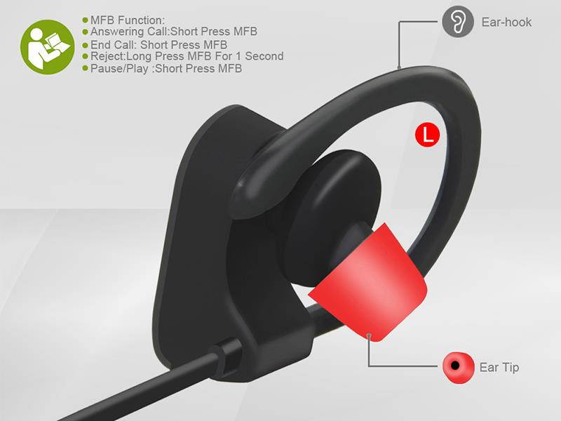 Tritina Sports Bluetooth Earphone Built-in Microphone - Stereo Sound Form Ear Tips, Sweat-proof Sport Earphone Running,Jogging with music (Black with Gold)