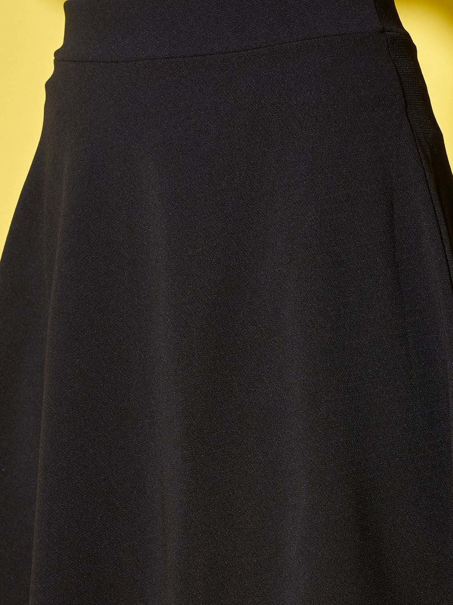 BUYNEWTREND Black Mini Skater Skirt