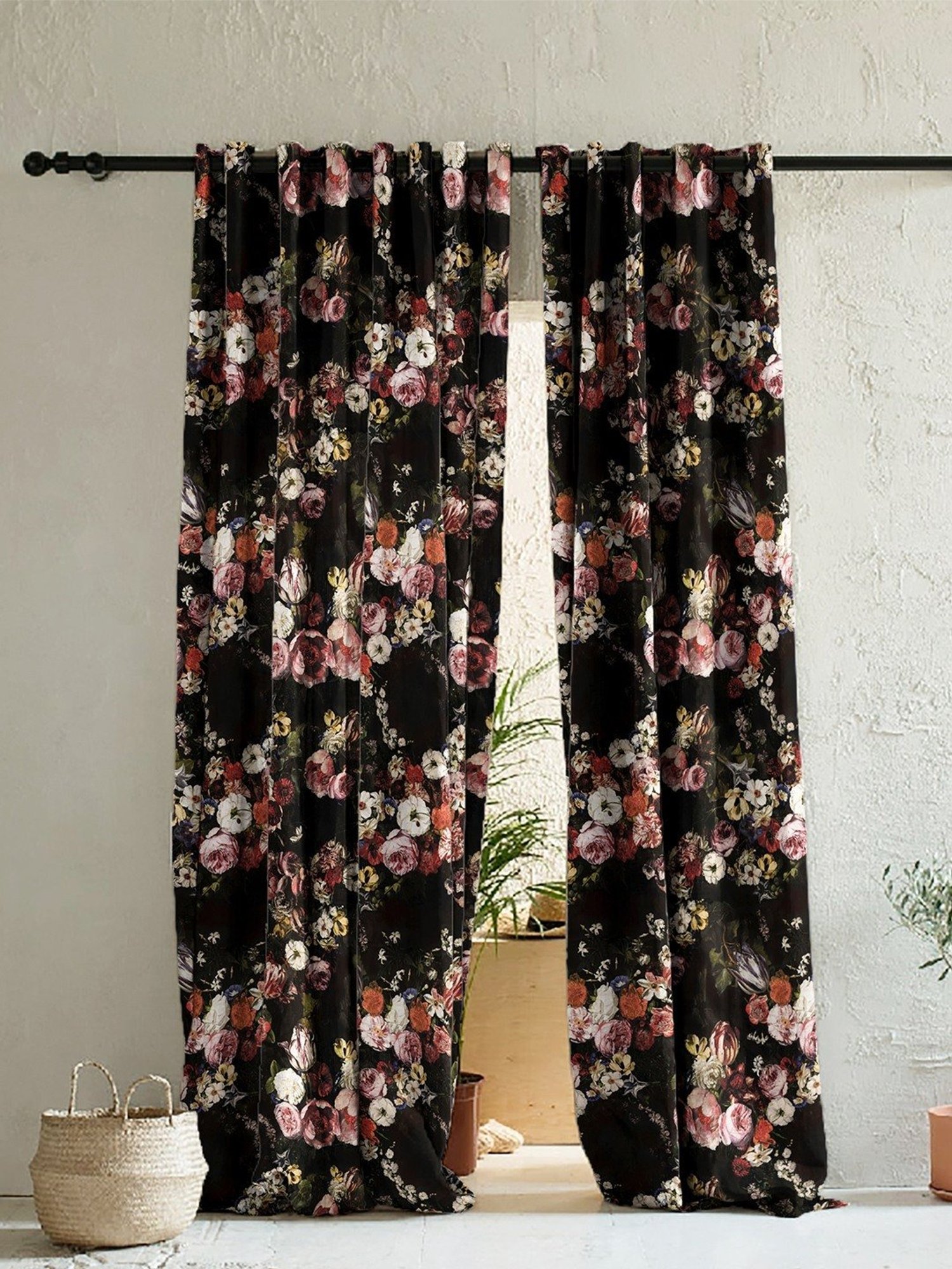 SPACES DRAPE STORY Elegent Multicolor Polyester 8 FT Door Curtain - Set of 2