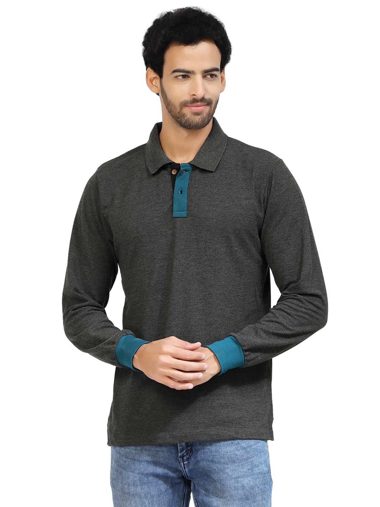 Kalt Dark Grey Regular Fit Polo T-Shirt