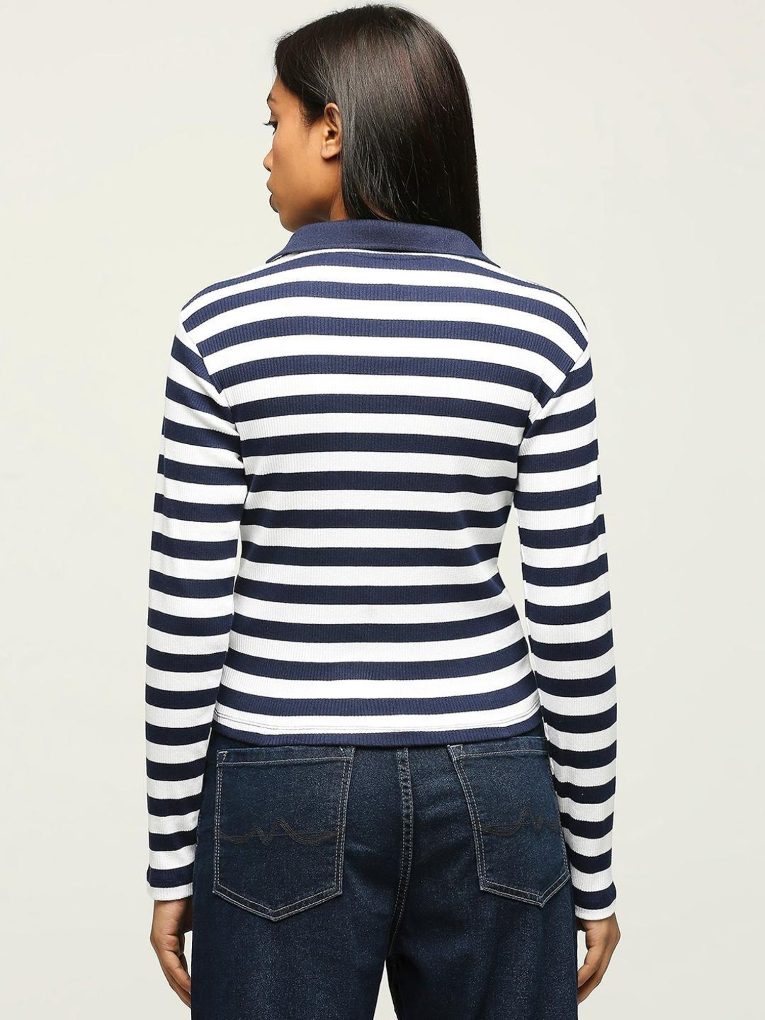 Pepe Jeans Navy & White Cotton Striped T-Shirt
