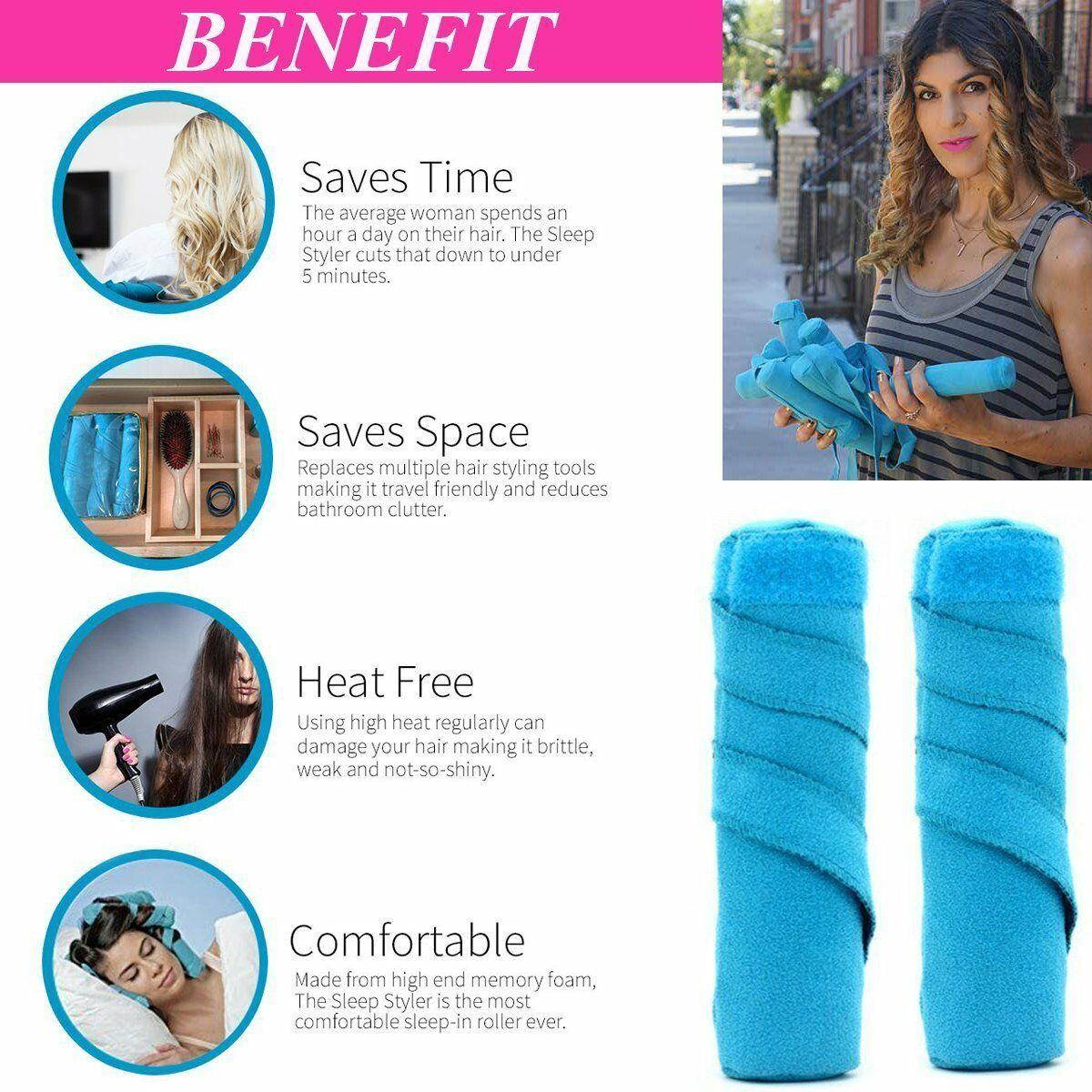 New Sleep Hair Styling Styler 6" Salon Roller Curler Kit Set For Long Curly Hair