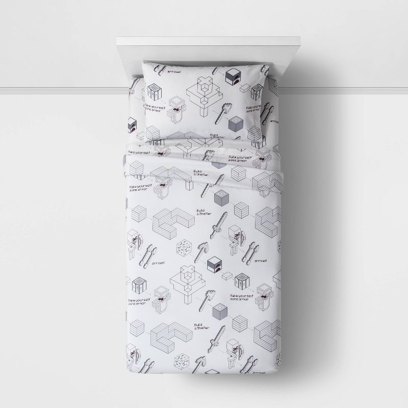 Minecraft Full Survive Sheet Set Gray