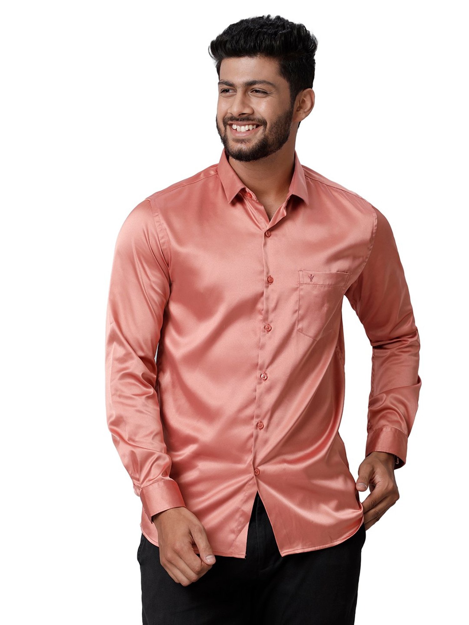 Ramraj Peach Regular Fit Full Sleeves Shirt