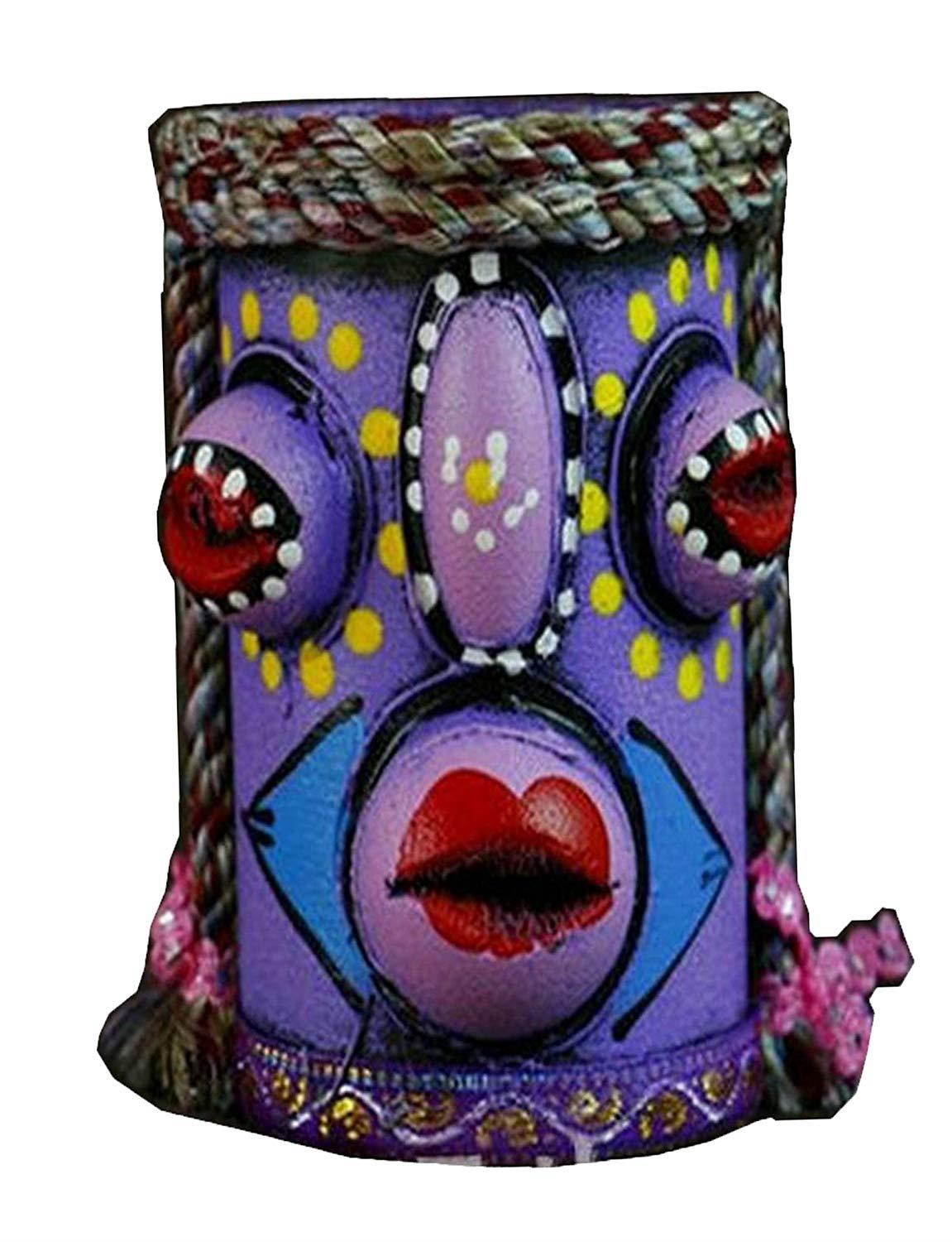 WEI LONG Pen Holder Desk Office Supplies Engraved Pen Container,Creative Dongba Style Painted Pen Holder (purple)