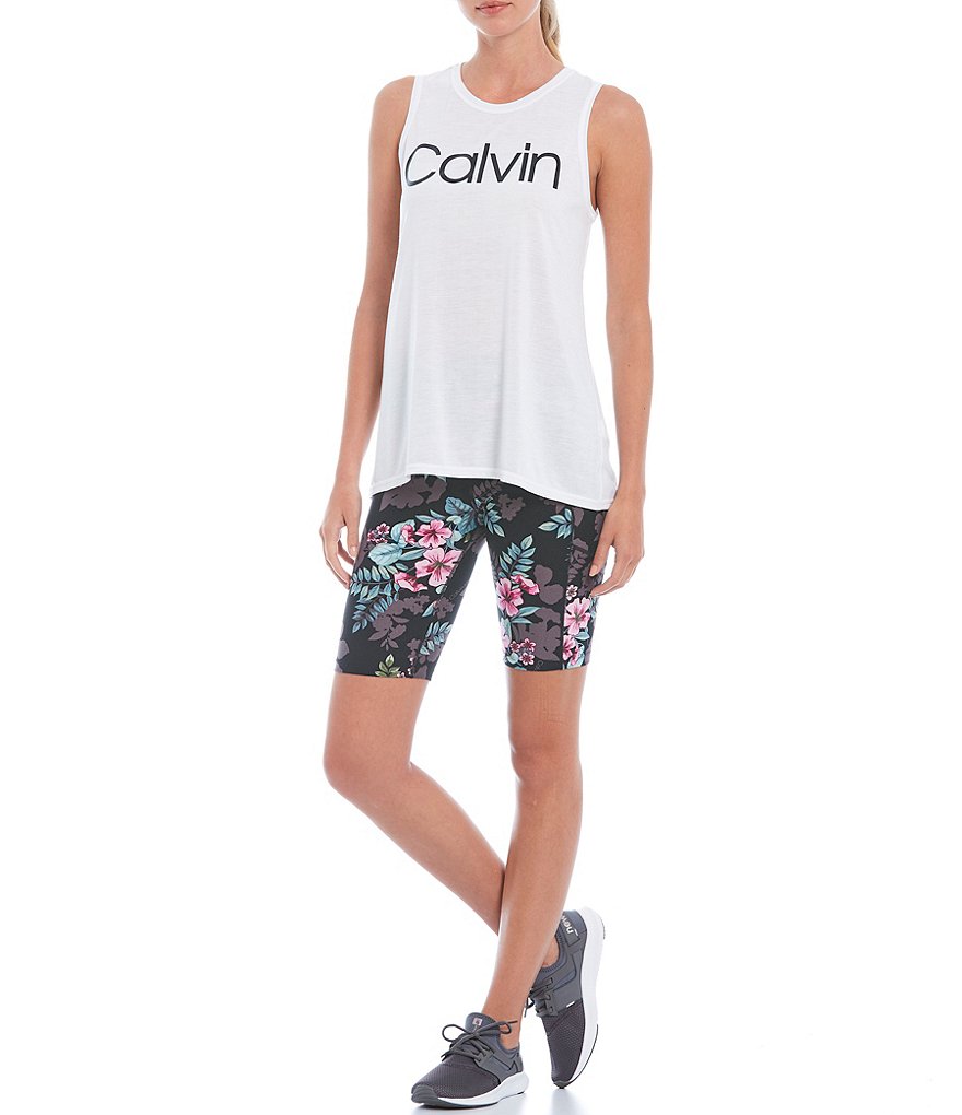 Calvin Klein Performance Print High Waist Side Pocket Biker Shorts