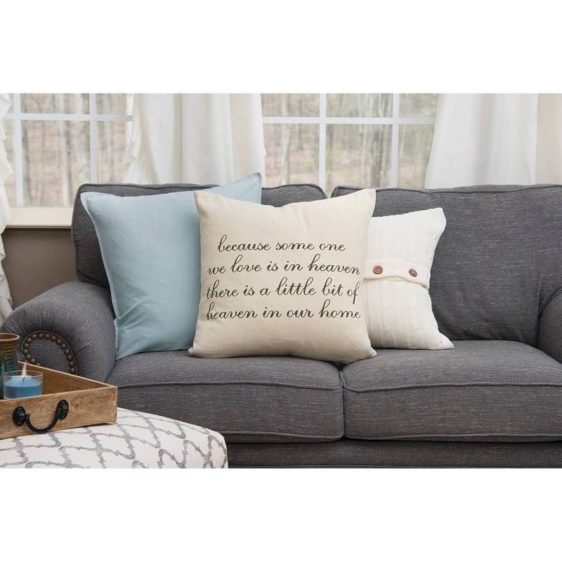 'Heaven in Our Home' Quote Poly Filled Square Pillow Neutral - Rizzy Home