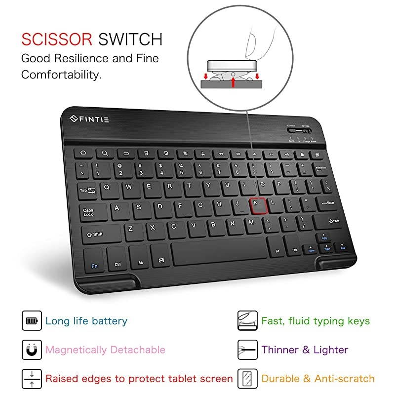 Keyboard Case for Samsung Galaxy Tab S6 10.5" 2019 (Model SM-T860/T865/T867), [Supports S Pen Wireless Charging] Slim Cover w/Detachable Wireless Bluetooth Keyboard, Gray
