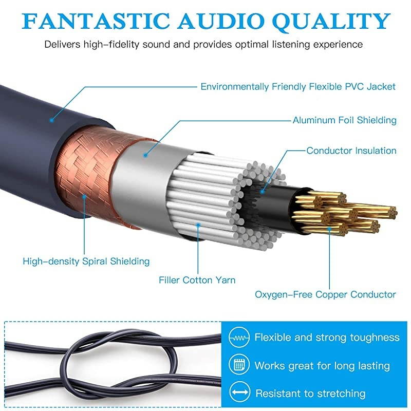 RCA to XLR Cable, Dual RCA Male to Dual XLR Male Cable, 2 RCA Male to 2 XLR Male HiFi Audio Cable, 4N OFC Wire, for Amplifier Mixer Microphone, 6.6 Feet