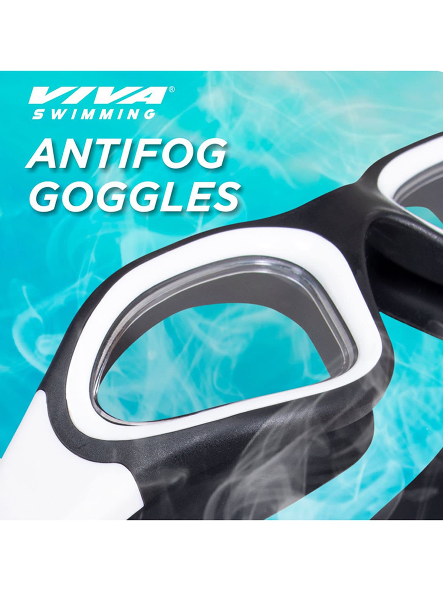 Viva Swimming Atlanta Anti-Fog, UV Protection Swimming Goggles (Black & White)