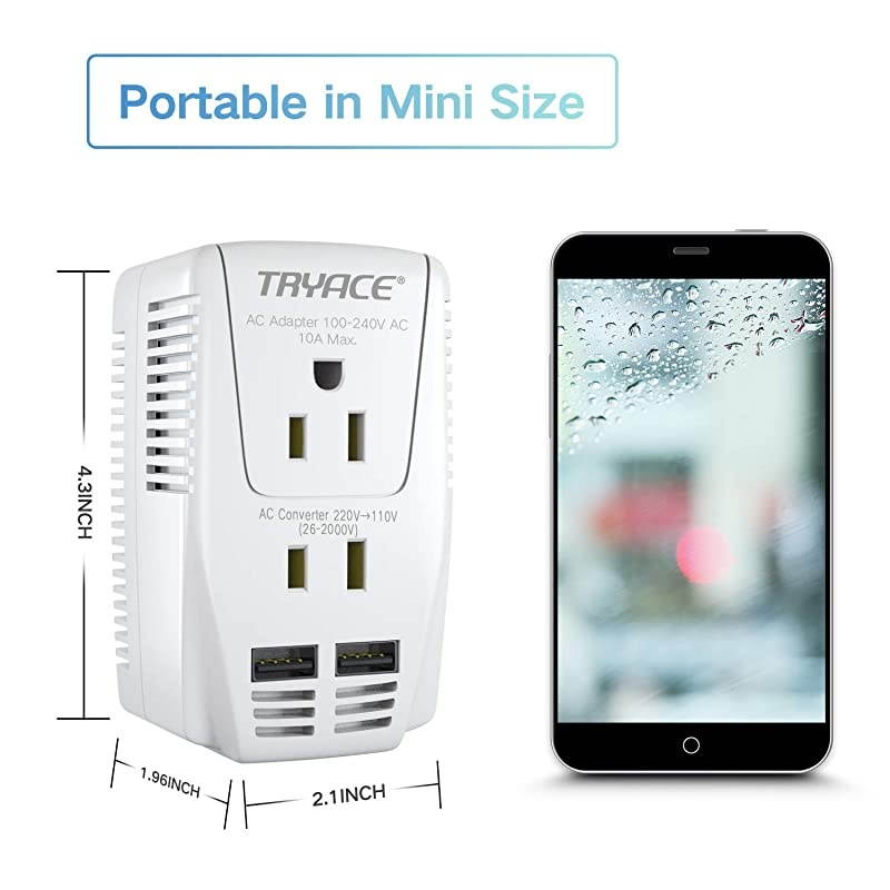 2019 Upgraded 2000W 220V to 110V Voltage Converter Step Down Voltage for Hair DryerStraightenerCurling IronLaptopCell PhonePower Converter with 2Port USB and UKAUUSEU 10A Plug Adapter