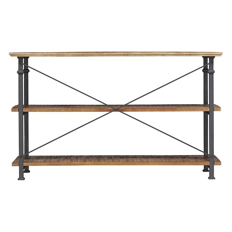 Homelegance Factory Collection Rustic Modern Wood Metal Sofa Table TV Stand Storage Shelf Console Unit Entertainment Center Stand, Black