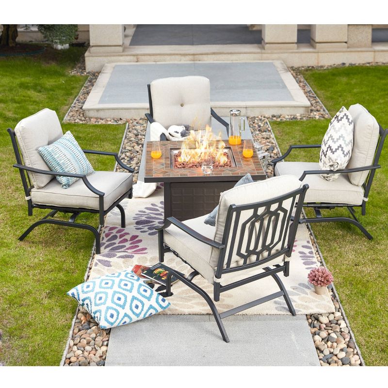 5pc Conversation Steel Patio Seating Sets Cream - Lokatse