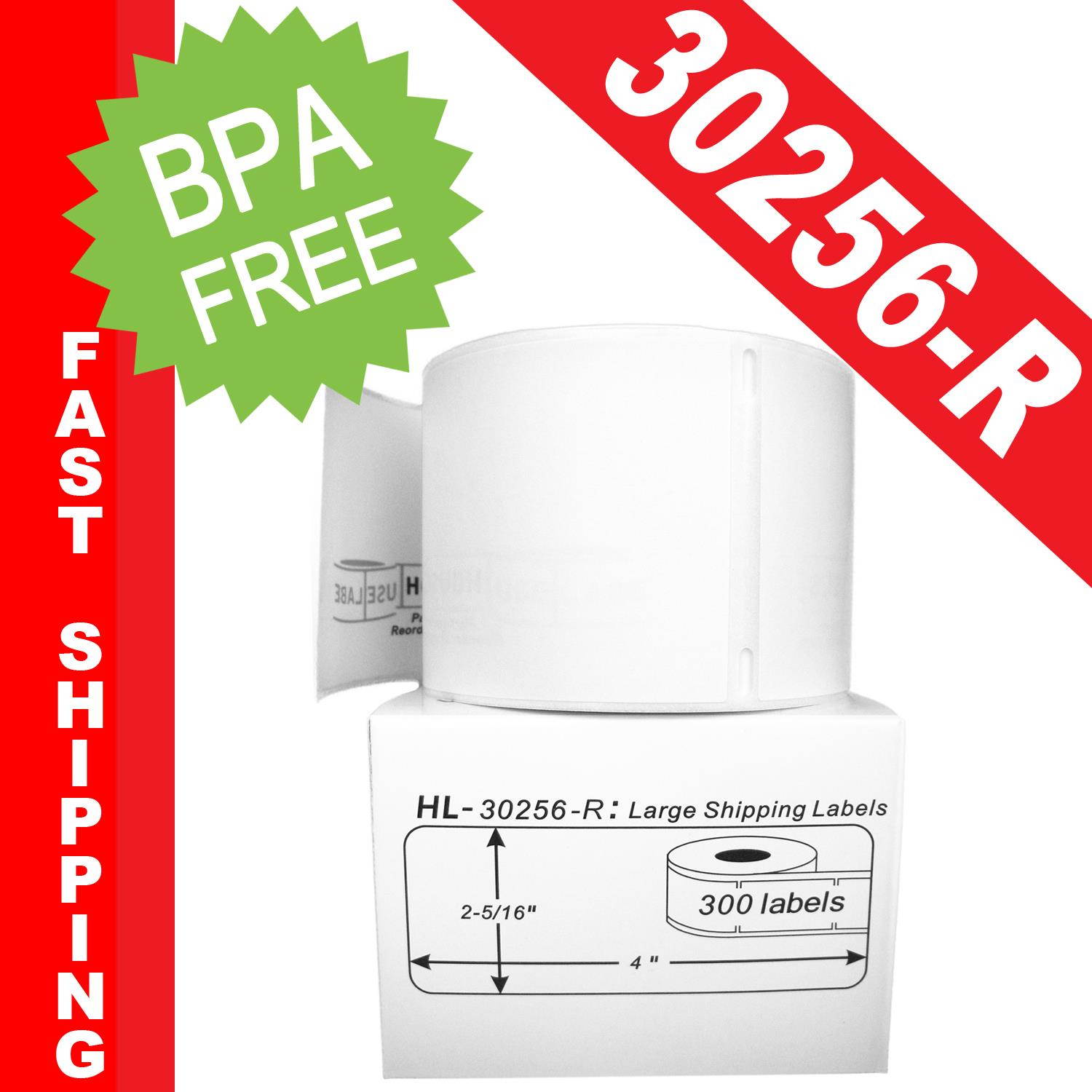 DYMO-Compatible 30256-R REMOVABLE Large Shipping Labels (2-5/16" x 4") -- BPA Free! (1 Roll; 300 Labels per Roll)