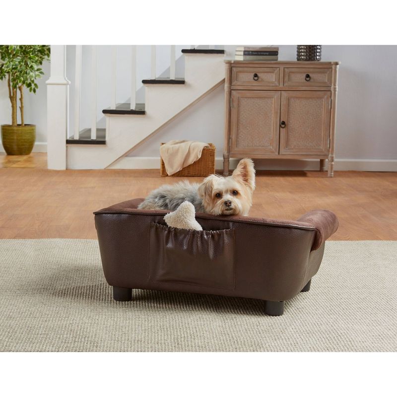 Enchanted Home Pet Ultra Plush Cleo Tufted Pet Sofa - S - Brown